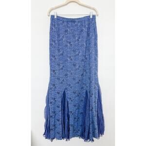 Y2K Fairy Maxi Skirt Lace Mesh‎ Flowy Hem Periwinkle Blue Size XL Balletcore